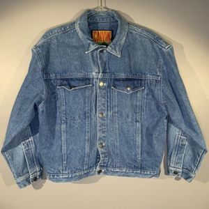 Calvin Klein Vintage Denim Jean Jacket Button Up Long Sleeve Womens Large Blue 